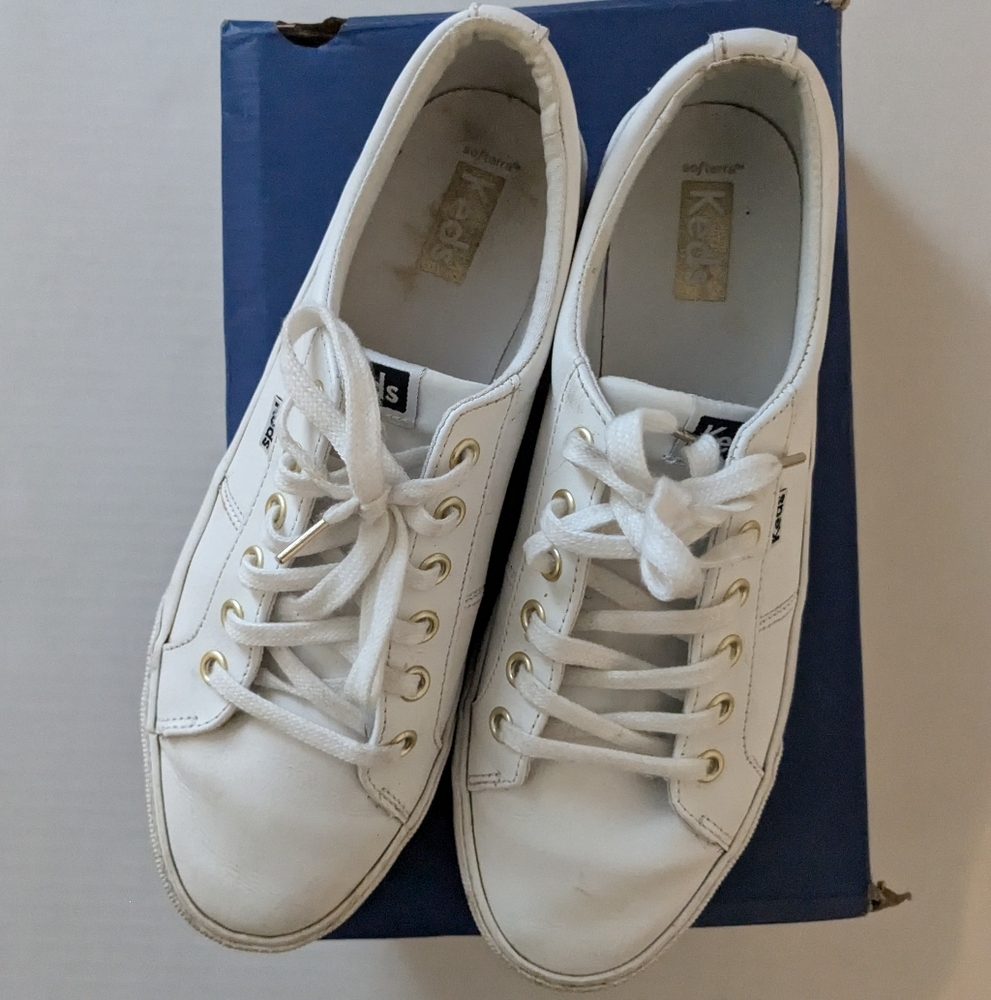 White Leather Keds 9.5